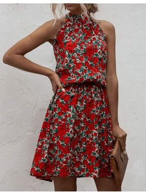 G+D+M Floral Red & Green Dress